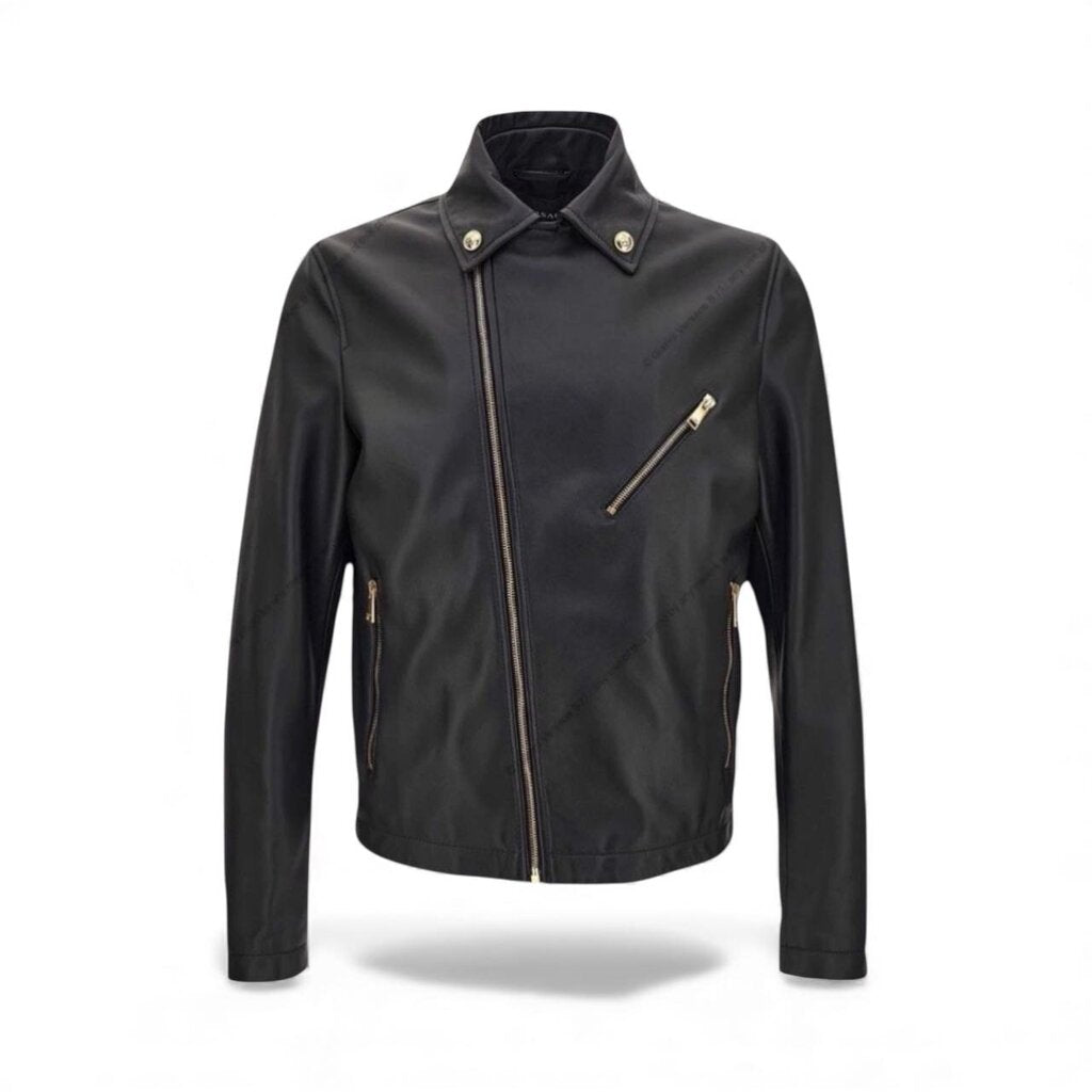 Versace Biker Moto Leather Men's Jacket Black 54 – Urban Exchange