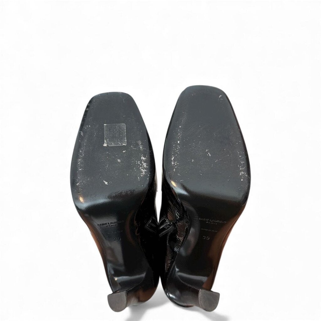 Saint Laurent YSL Camden 105 Patent Leather Boots Black 39 – Urban