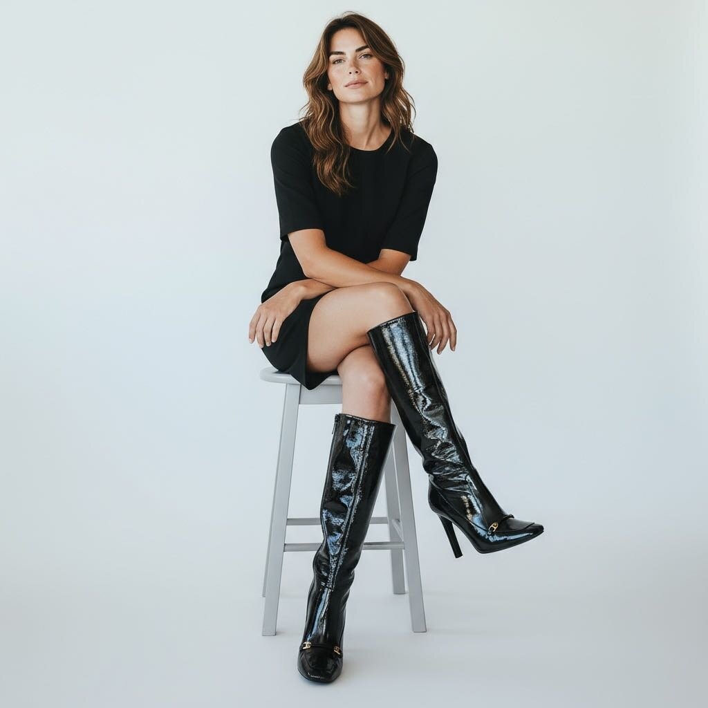 Saint Laurent YSL Camden 105 Patent Leather Boots Black 39 – Urban