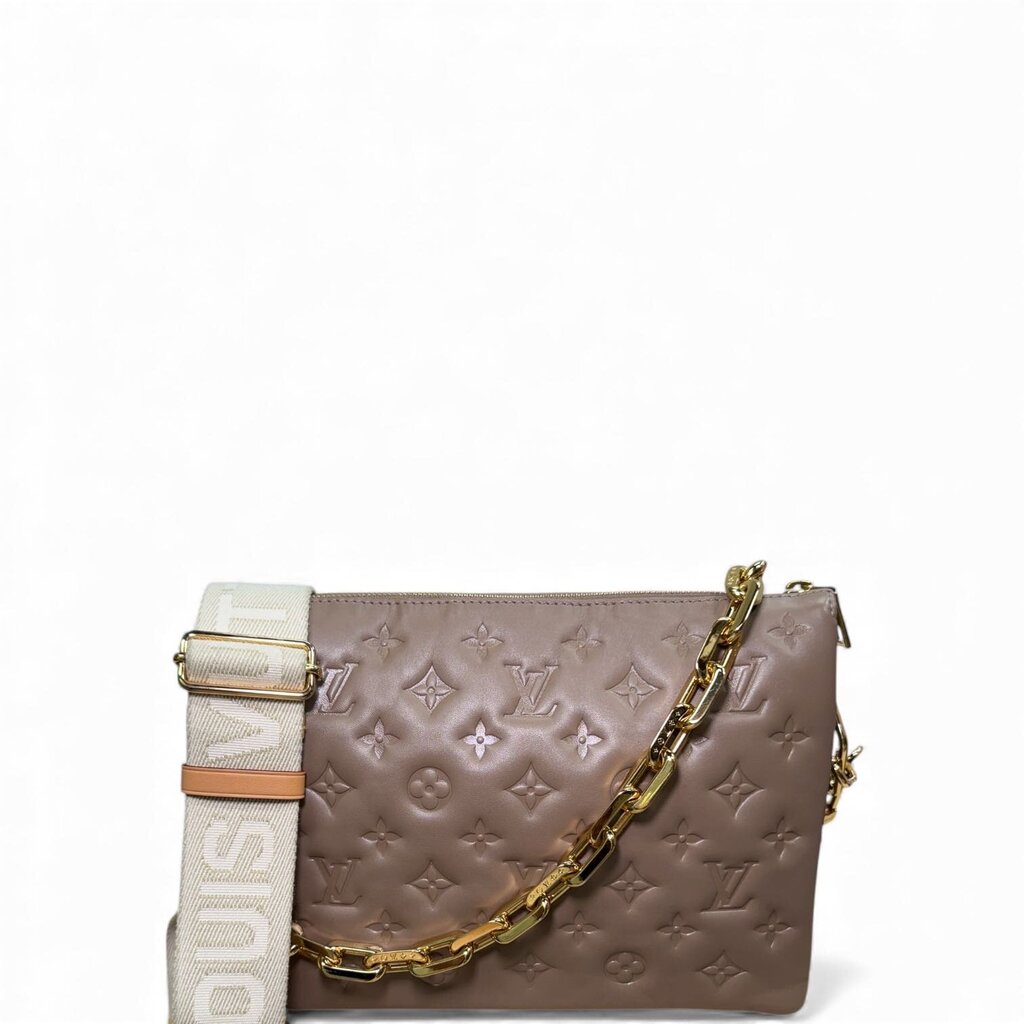 Louis Vuitton Coussin Monogram Embossed Crossbody Bag Taupe PM