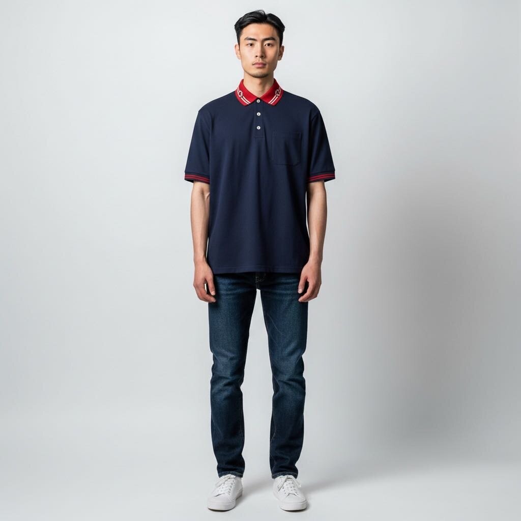 Gucci Cotton Piquet Polo with Interlocking G Dark Ink Red Men's