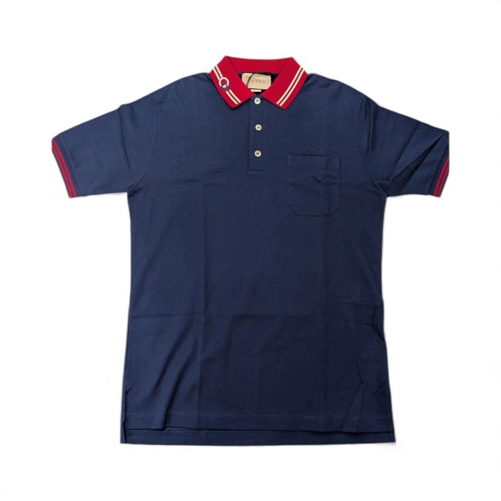 Gucci Cotton Piquet Polo with Interlocking G Dark Ink Red Men's