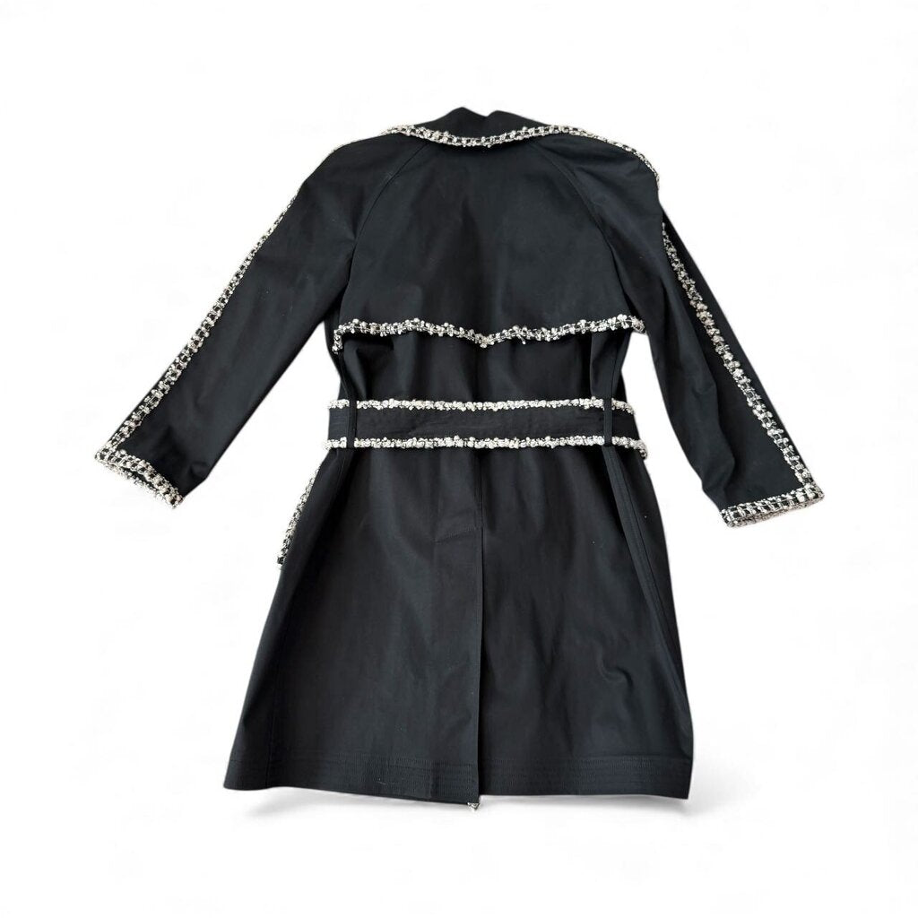 Chanel Rare Vintage 2004 Trench Coat with Tweed and Beaded Trim