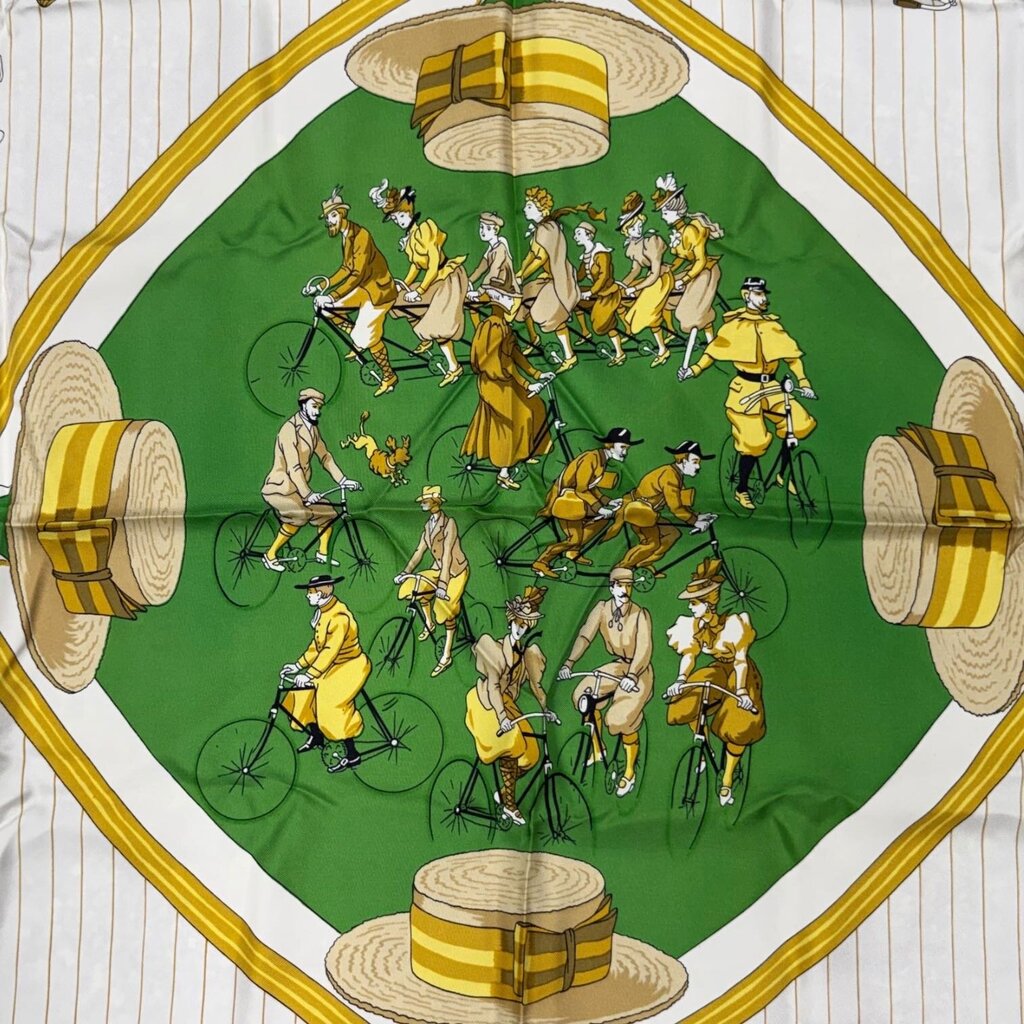 Hermes Les Becanes Silk Scarf Green 90cm – Urban Exchange