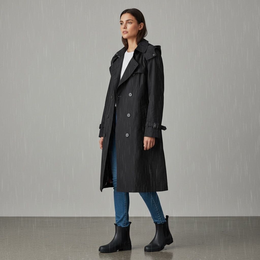 Burberry London Trench Nylon Coat Detachable Hood Black 12 – Urban