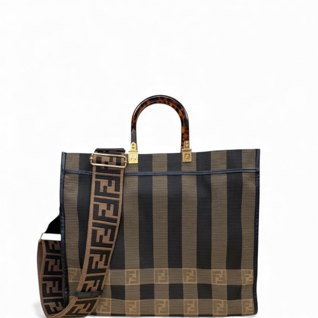 Fendi FF Sunshine Pequin Bucket Tote Bag Brown Large – Urban Exchange