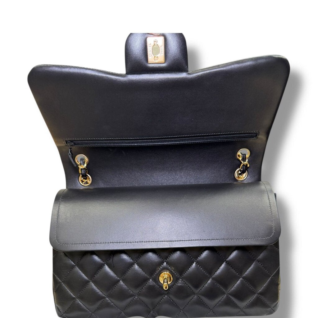 Chanel Double Flap Lambskin Shoulder Bag Black Jumbo – Urban Exchange