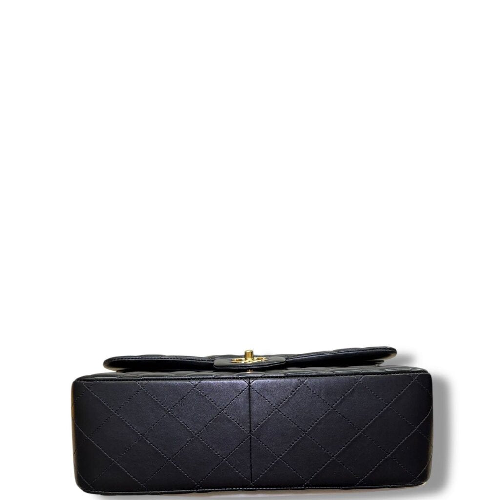 Chanel Double Flap Lambskin Shoulder Bag Black Jumbo – Urban Exchange