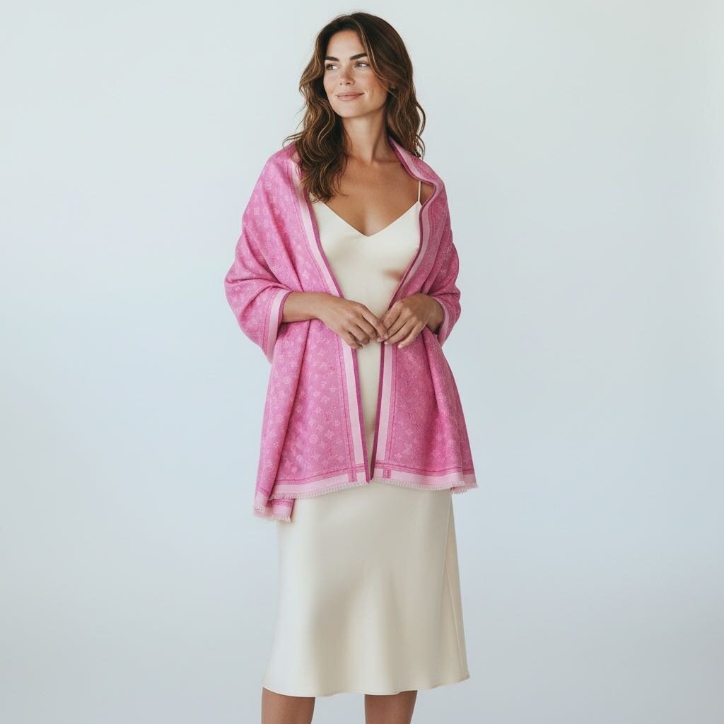 Louis Vuitton Silk Wool Monogram Scarf Pink – Urban Exchange