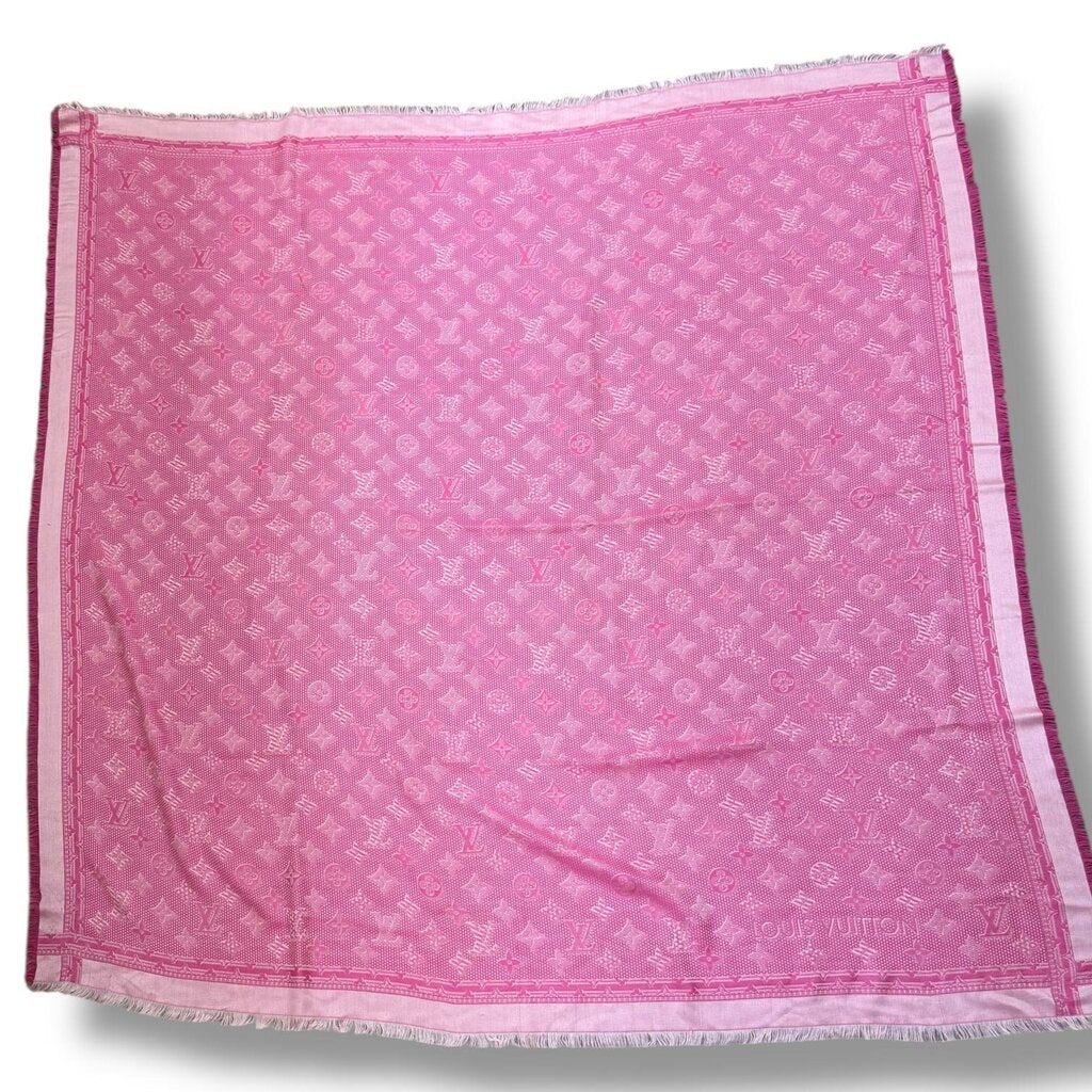 Louis Vuitton Silk Wool Monogram Scarf Pink – Urban Exchange