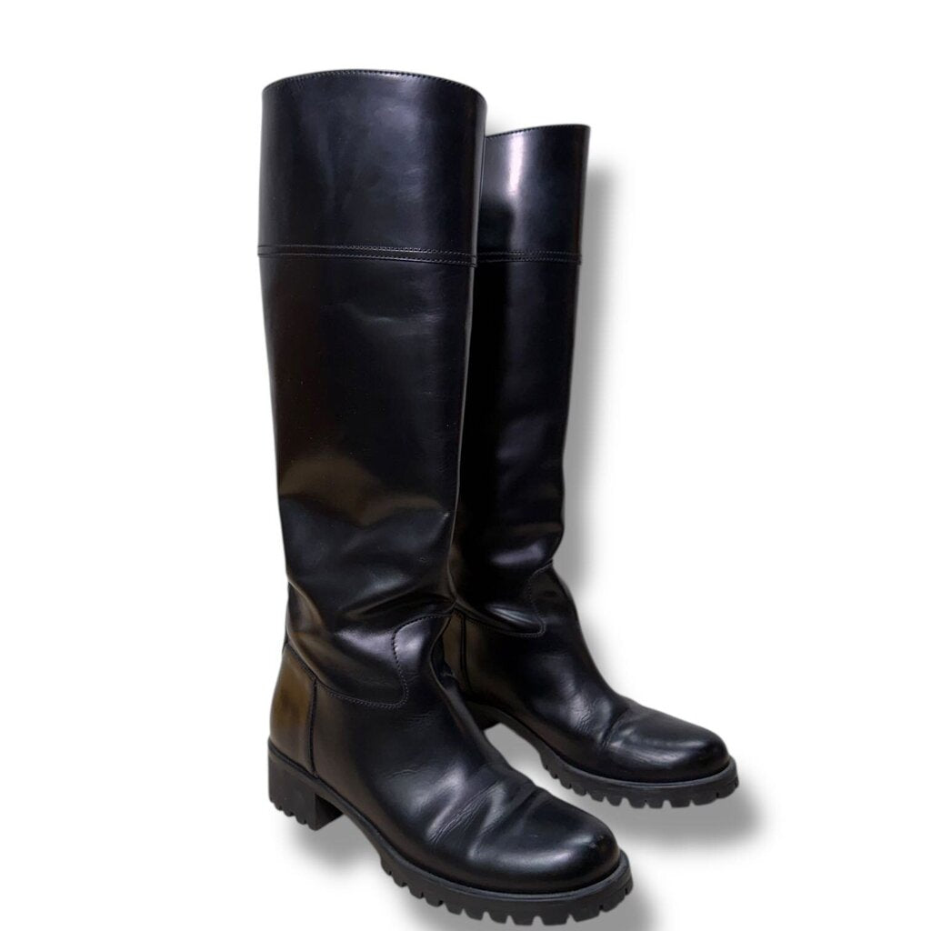 Prada Leather Riding Boots Black 37.5 – Urban Exchange