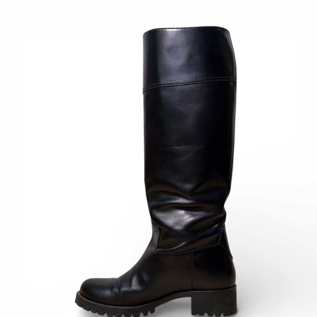Prada Leather Riding Boots Black 37.5 – Urban Exchange