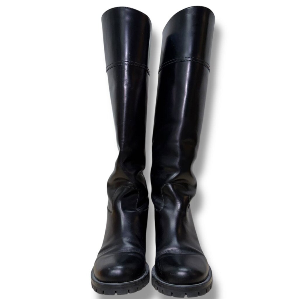 Prada Leather Riding Boots Black 37.5 – Urban Exchange