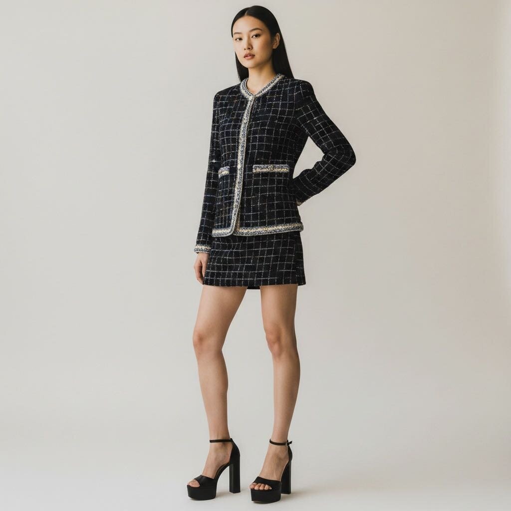 Chanel Robot Metallic Tweed Boucle Jacket Black 36 – Urban Exchange