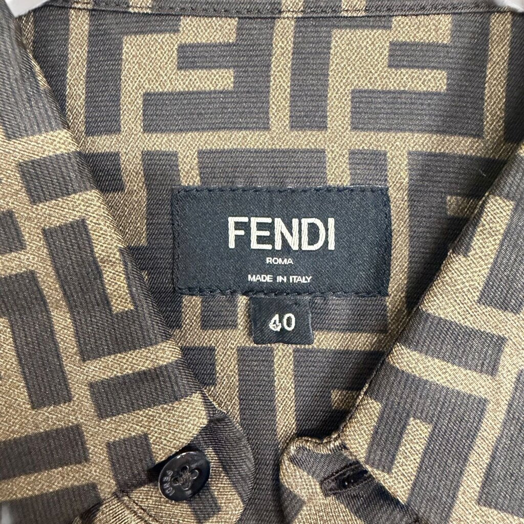 Fendi FF Silk Logo Button Down Top Brown 40 – Urban Exchange