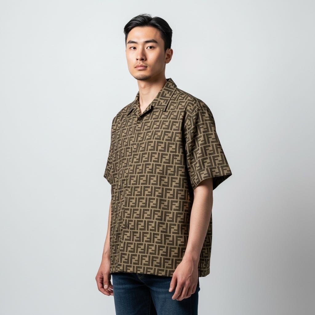 Fendi FF Silk Logo Button Down Top Brown 40 – Urban Exchange