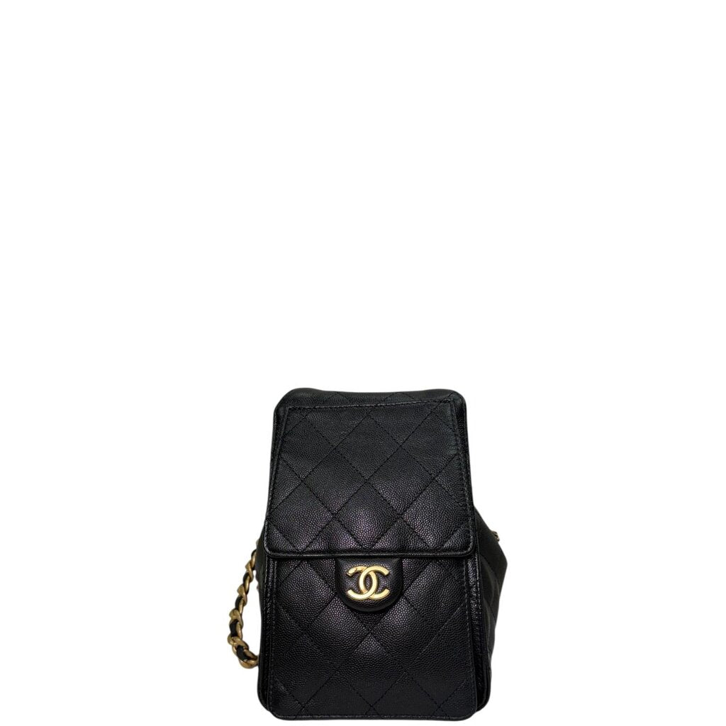 Chanel Quilted Caviar 25 Hobo Bag Black Small