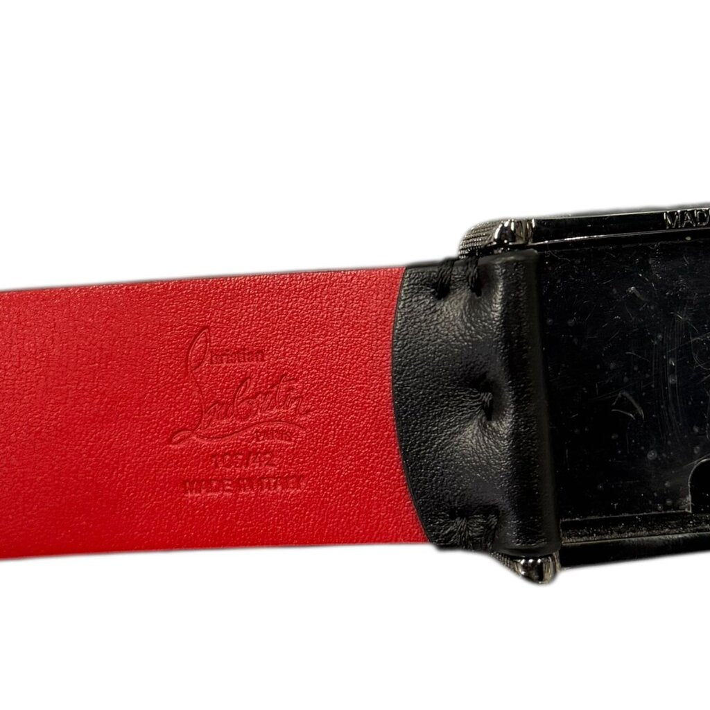 Christian Louboutin Ricky Logo Buckle Leather Belts Black 105
