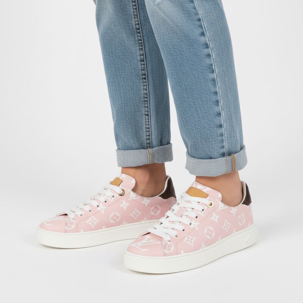 LOUIS VUITTON タイムアウト　ダミエ スニーカー ピンク　35.5 Louis Vuitton Time Out Monogram Canvas Sneakers Pink 39 – Urban