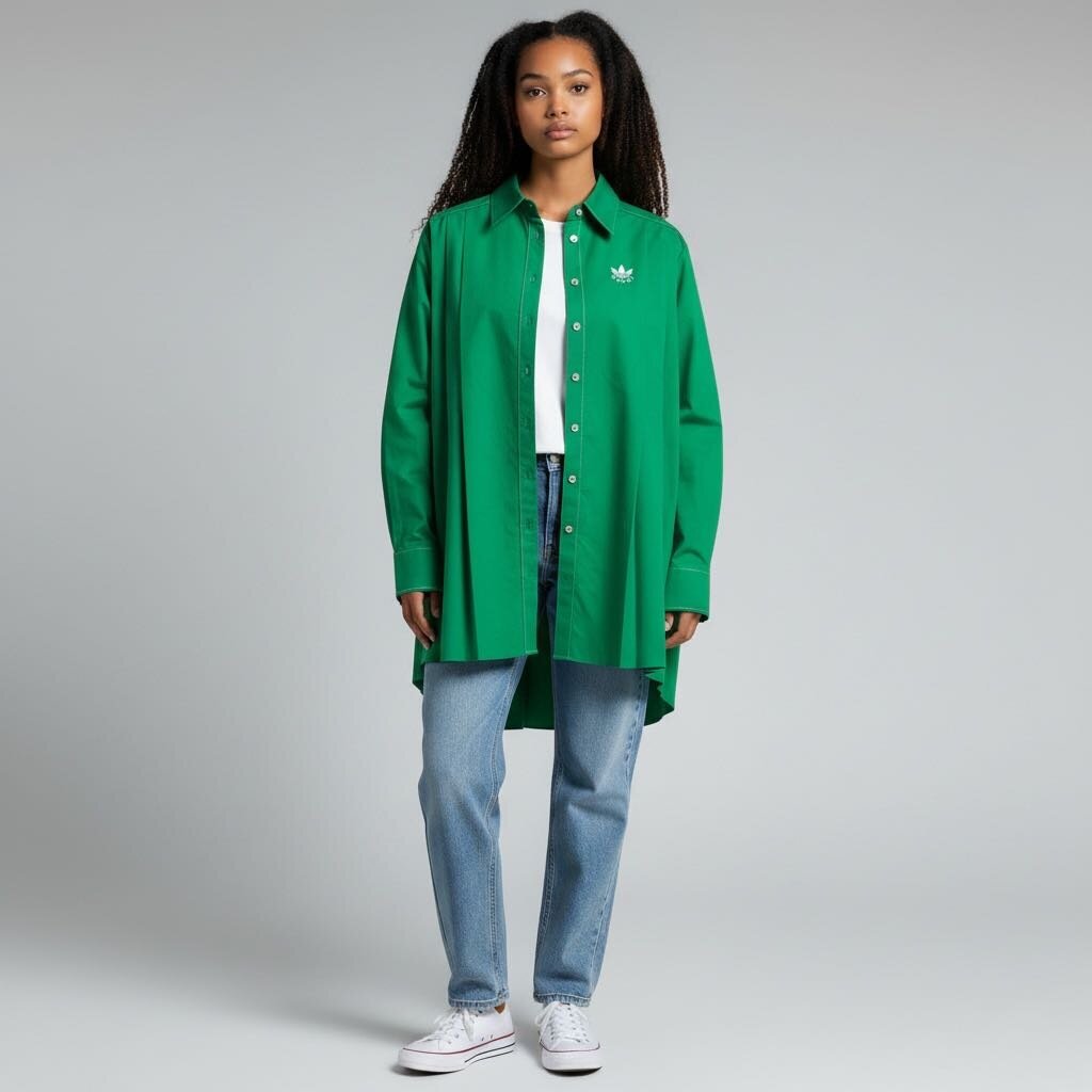 Gucci X Adidas Pleated Trefoil Logo Long Sleeve Shirt Green 42
