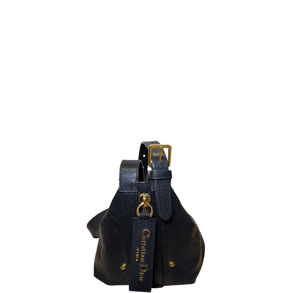 Christian Dior D-Journey Calfskin Shoulder Bag Black Medium
