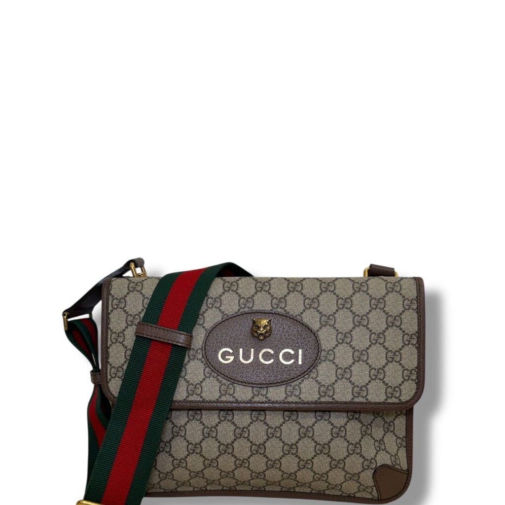 Gucci GG Web Neo Double Flap Messenger Bag Supreme Medium – Urban
