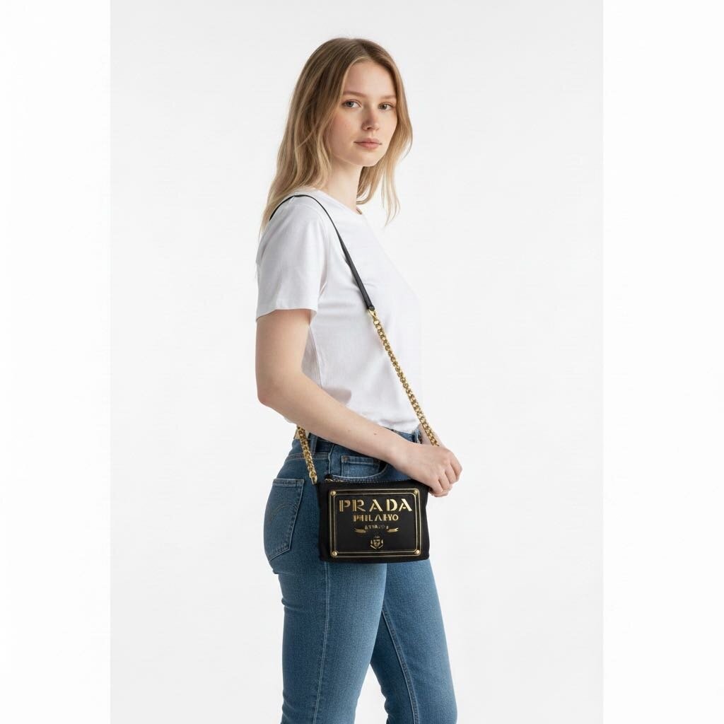 Prada Tessuto Oro Chain Nylon Crossbody Black – Urban Exchange