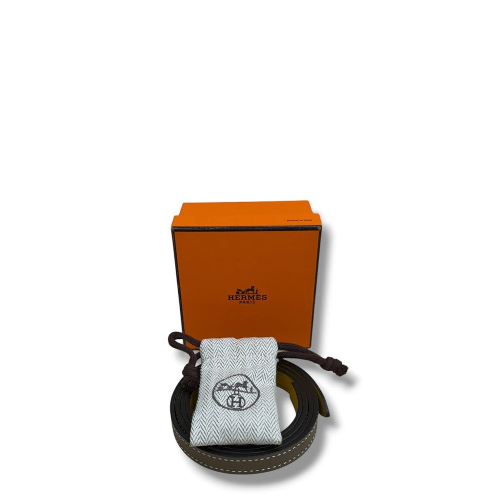 Hermes H Studded & Reversible Leather Strap 13 mm Étoupe 80