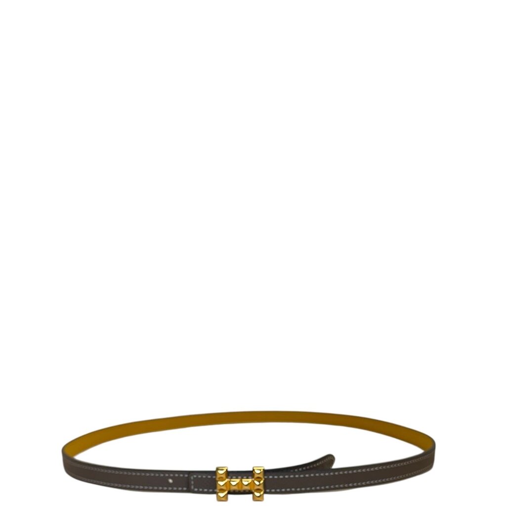 Hermes H Studded & Reversible Leather Strap 13 mm Étoupe 80