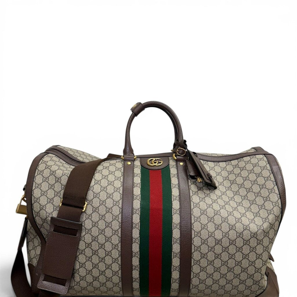 Gucci GG Supreme Savoy Bag Duffle Crossbody Brown Large – Urban