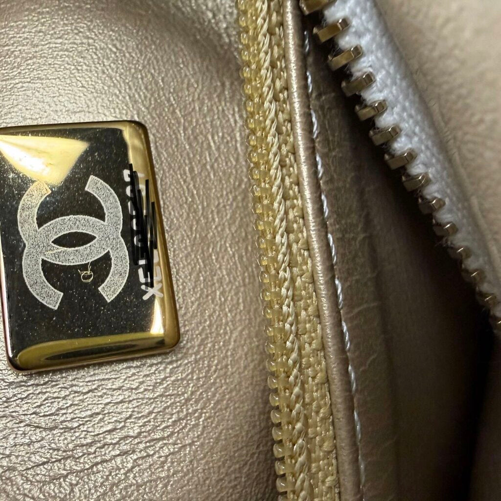Chanel Crystal Logo Letters Chain Handle Hobo Quilted Lambskin Bag