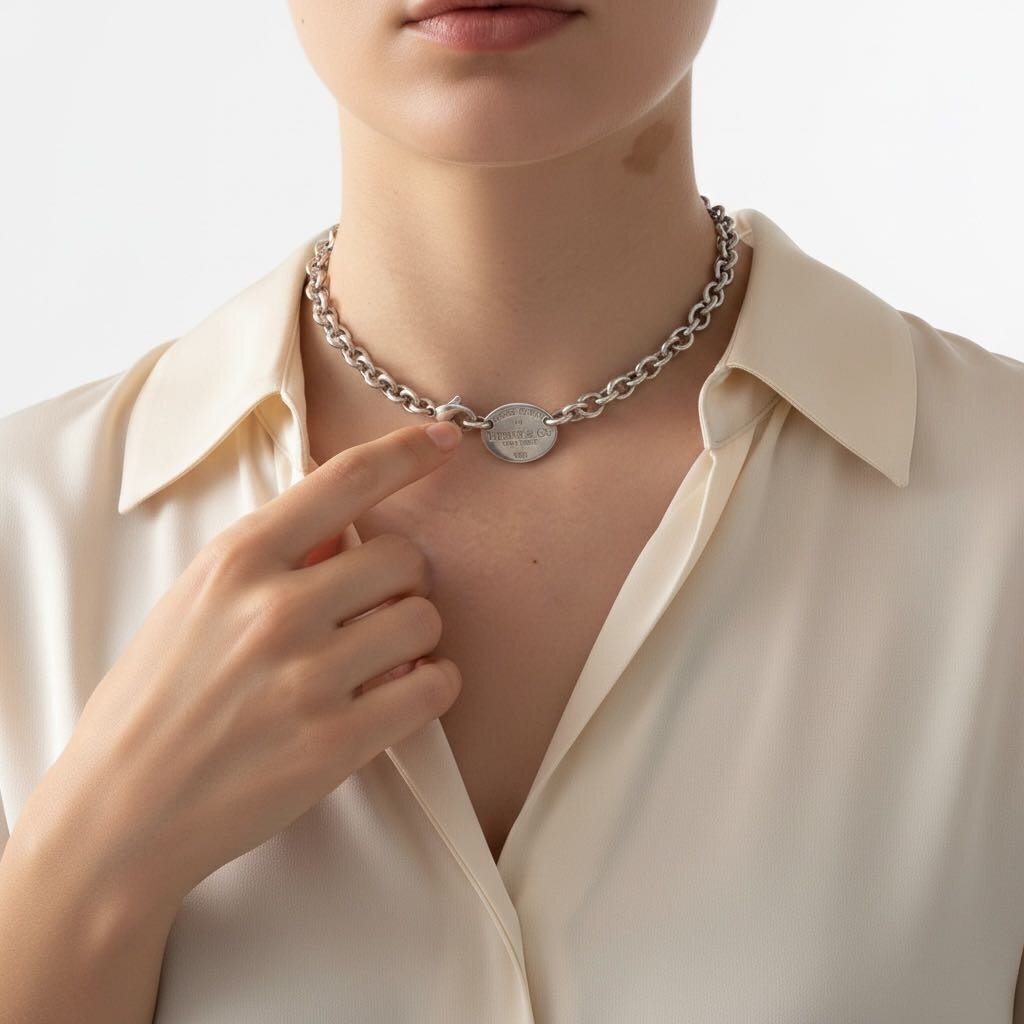 Tiffany & Co Return to Tiffany Oval Necklace Silver – Urban Exchange