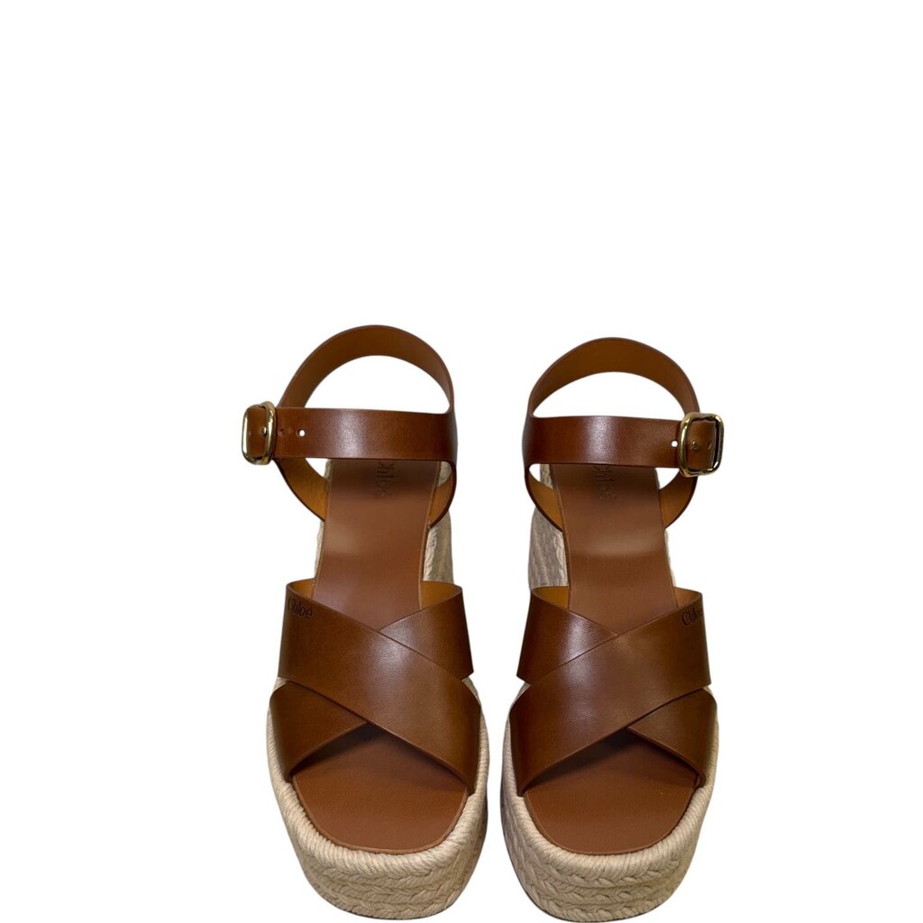 Chloe Isla Leather Wedge Sandals Brown 38 – Urban Exchange