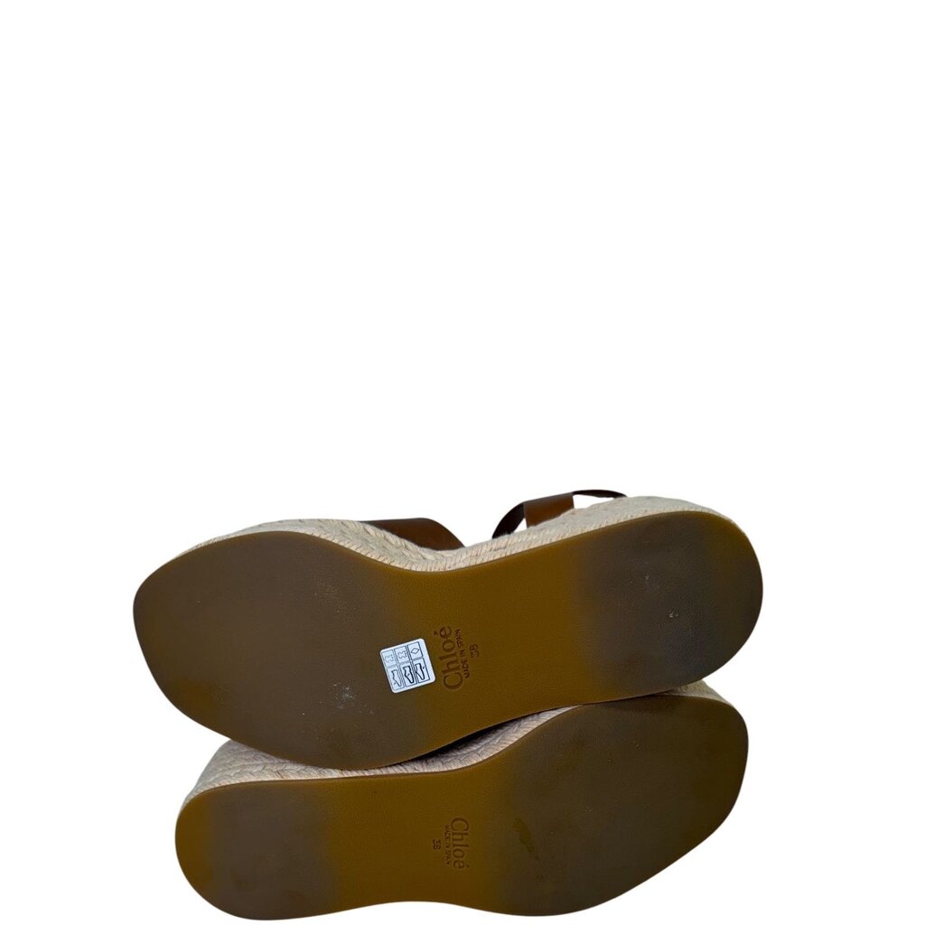 Chloe Isla Leather Wedge Sandals Brown 38 – Urban Exchange