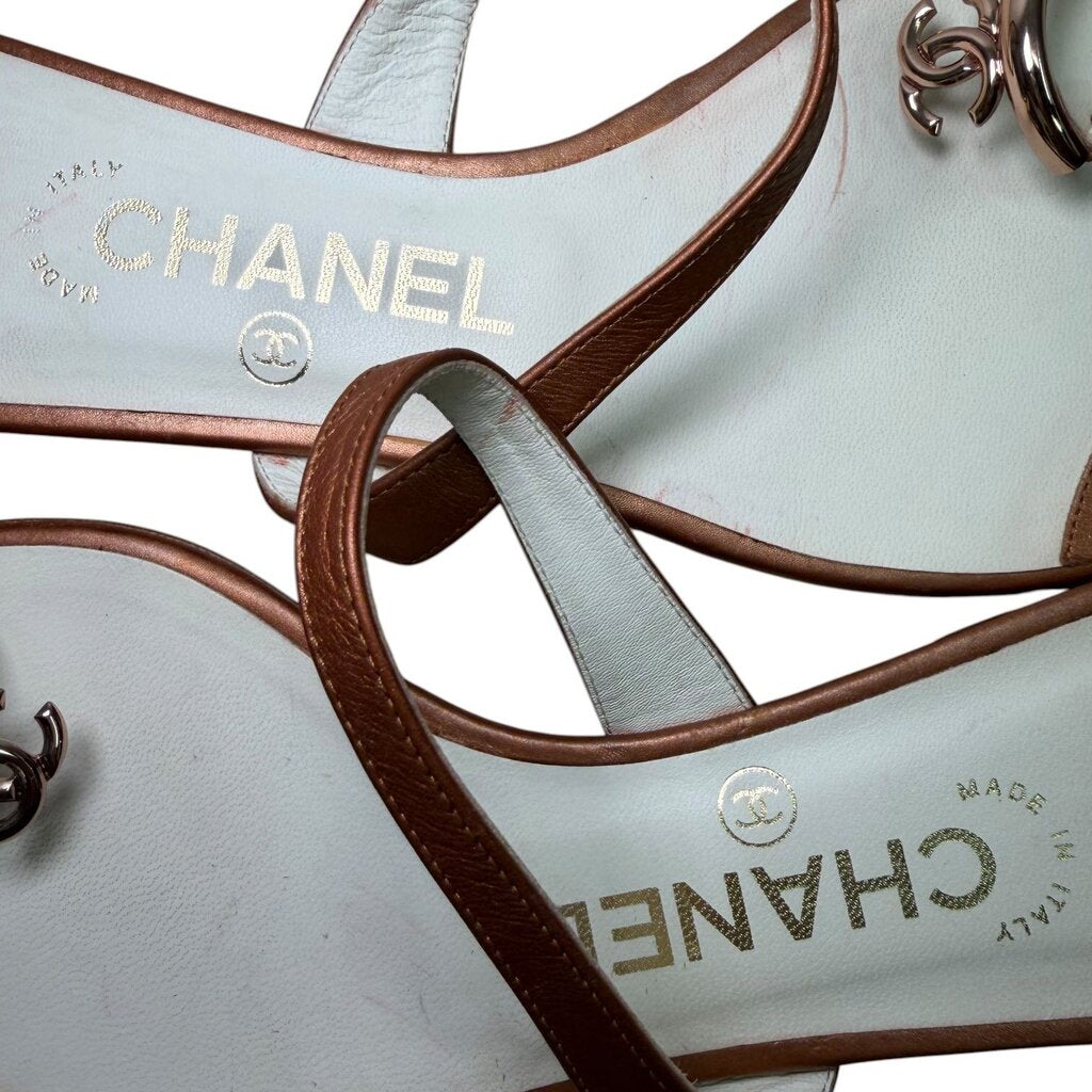 CHANEL サンダル 39 Chanel CC Toe Ring Leather Sandals Brown 39 – Urban Exchange