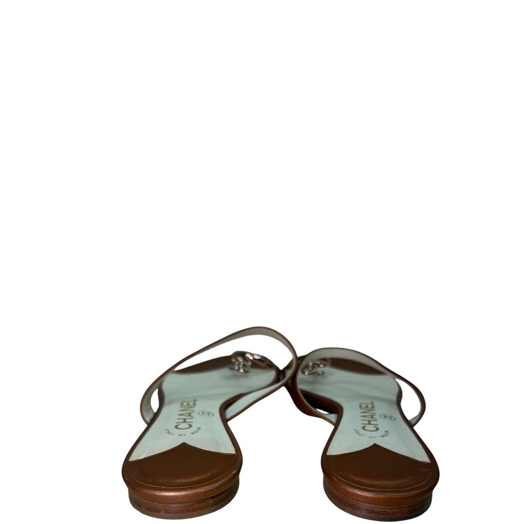 Chanel CC Toe Ring Leather Sandals Brown 39 – Urban Exchange