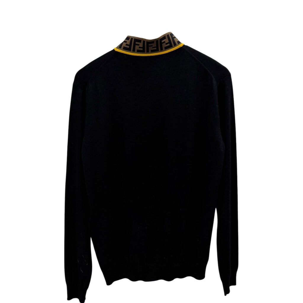 Fendi FF Logo Wool Pullover Crew Neck Sweater Black 50 – Urban