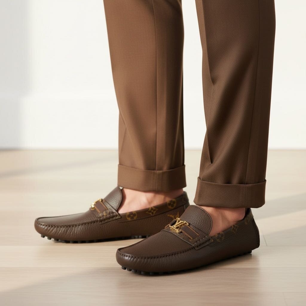 Louis Vuitton Men's Leather Monte Carlo Slip Drivers Brown 10.5