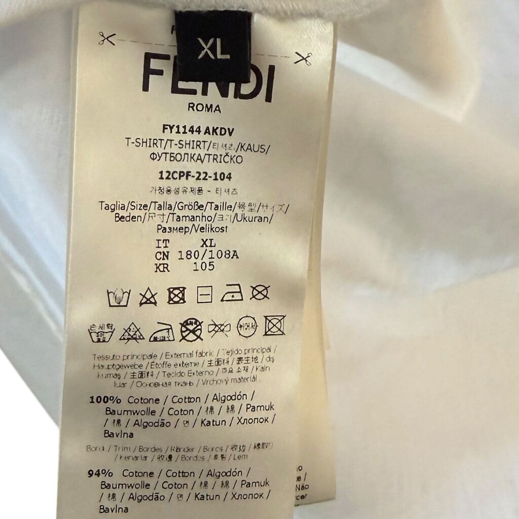 Fendace Crew Neck T-Shirt with Gold Emroidered Logo White XL