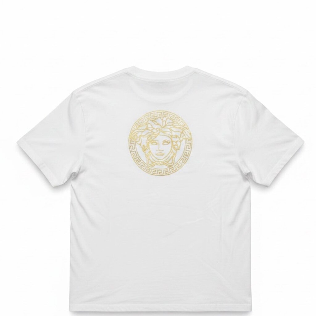 Fendace Crew Neck T-Shirt with Gold Emroidered Logo White XL