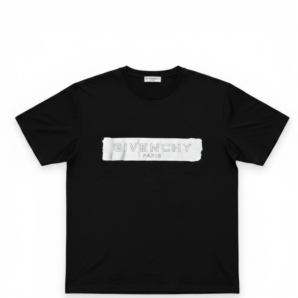 Givenchy Metalic Logo Embossed Cotton T-Shirt Black Large – Urban