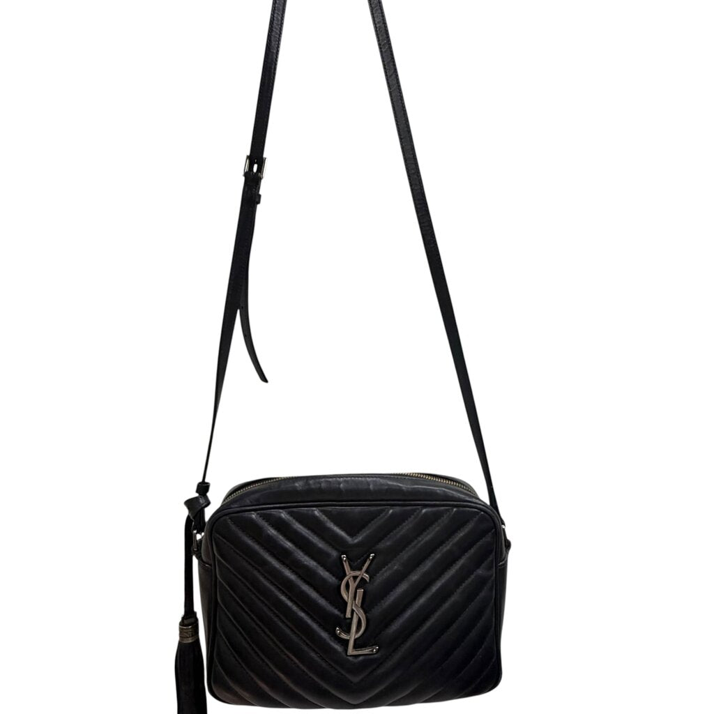 Saint Laurent YSL Lou Camera Tassel Crossbody Handbag Black Small