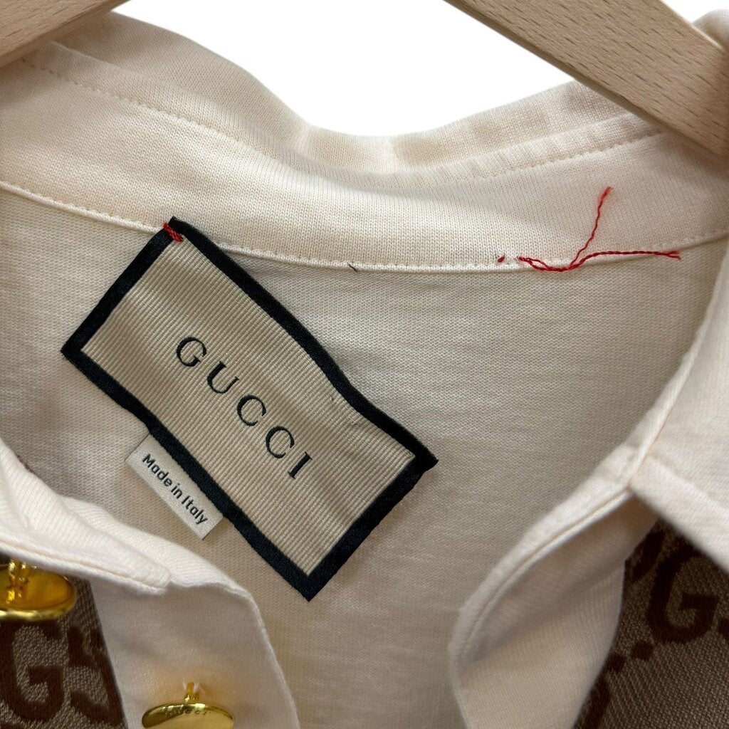 Gucci GG Men's Supreme Logo Panelled Printed Polo Shirt Brown