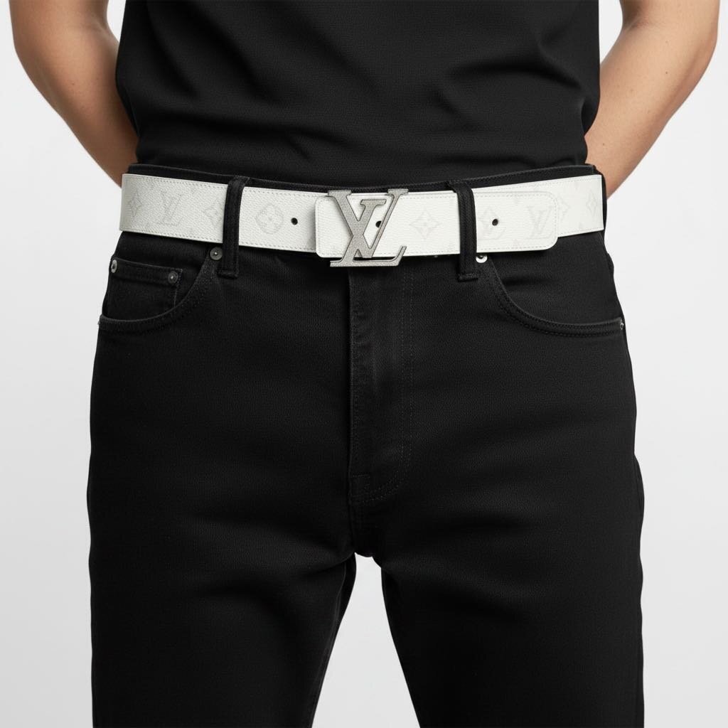 Louis Vuitton LV Taigarama Initials Reversible Belt White 90