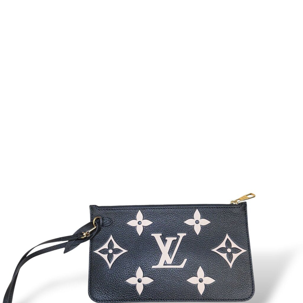 Louis Vuitton Neverfull Bicolor Tote Handbag With Pouch Black MM
