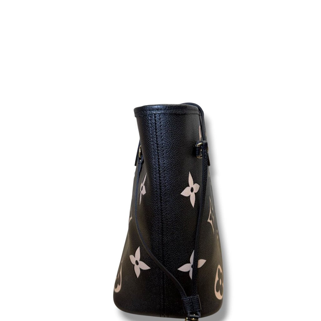 Louis Vuitton Neverfull Bicolor Tote Handbag With Pouch Black MM