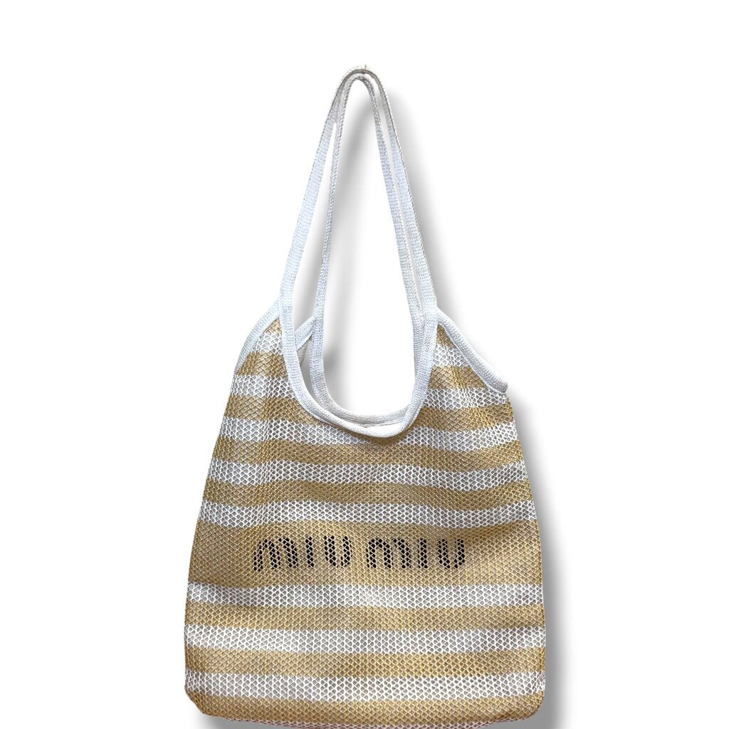 Miu Miu Crochet Woven & Linen Shoulder Tote Handbag – Urban Exchange