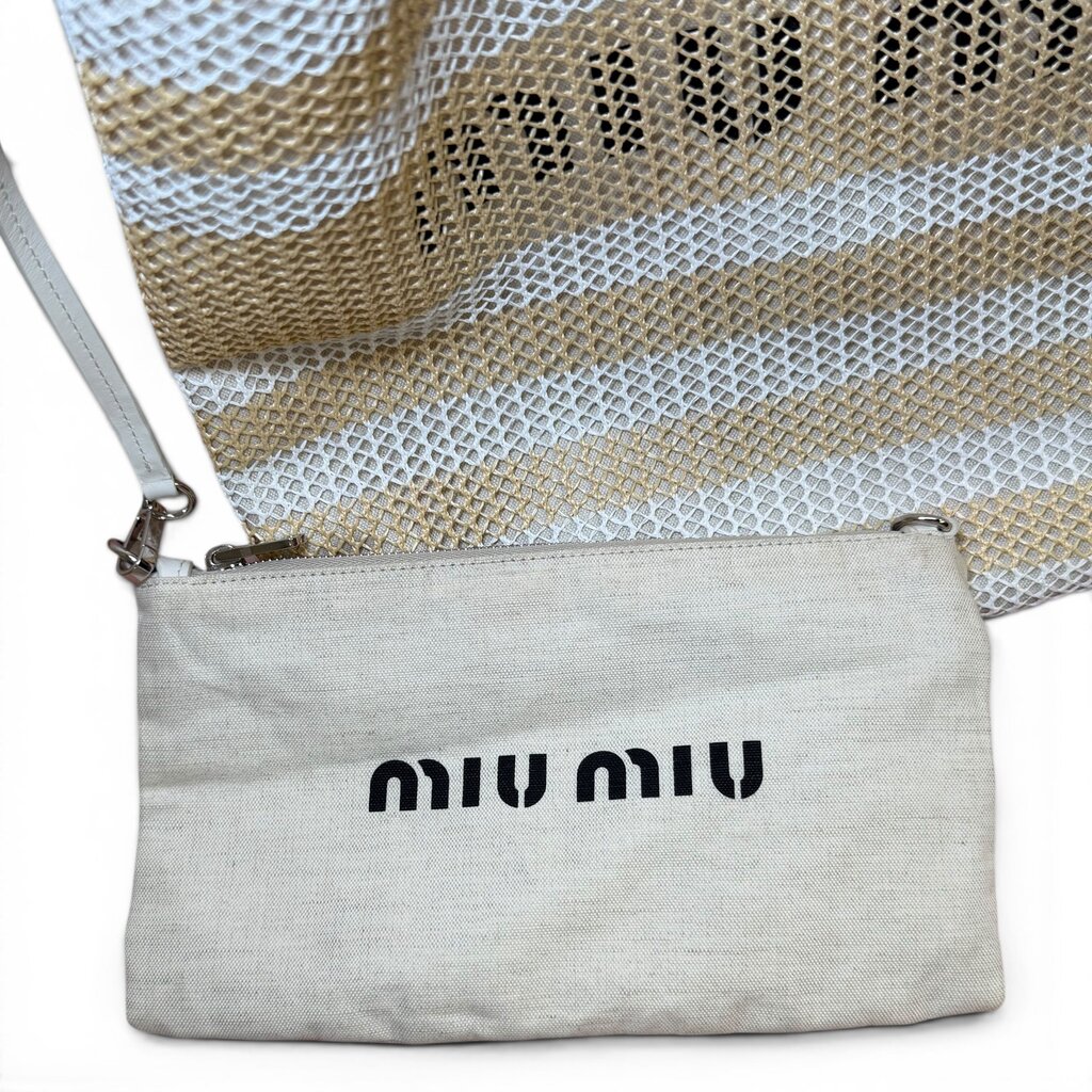 Miu Miu Crochet Woven & Linen Shoulder Tote Handbag – Urban Exchange