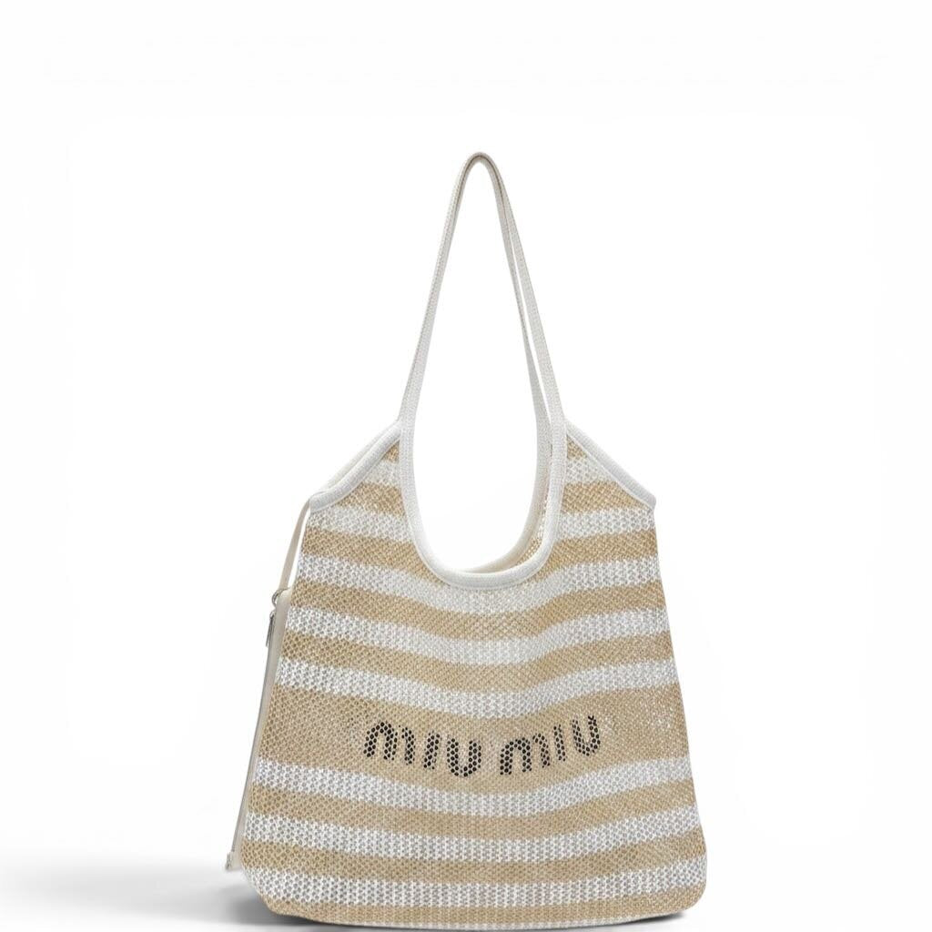 Miu Miu Crochet Woven & Linen Shoulder Tote Handbag – Urban Exchange