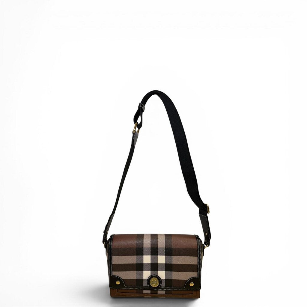 Burberry Nova Giant Check E-Canvas Crossbody Bag Dark Birch